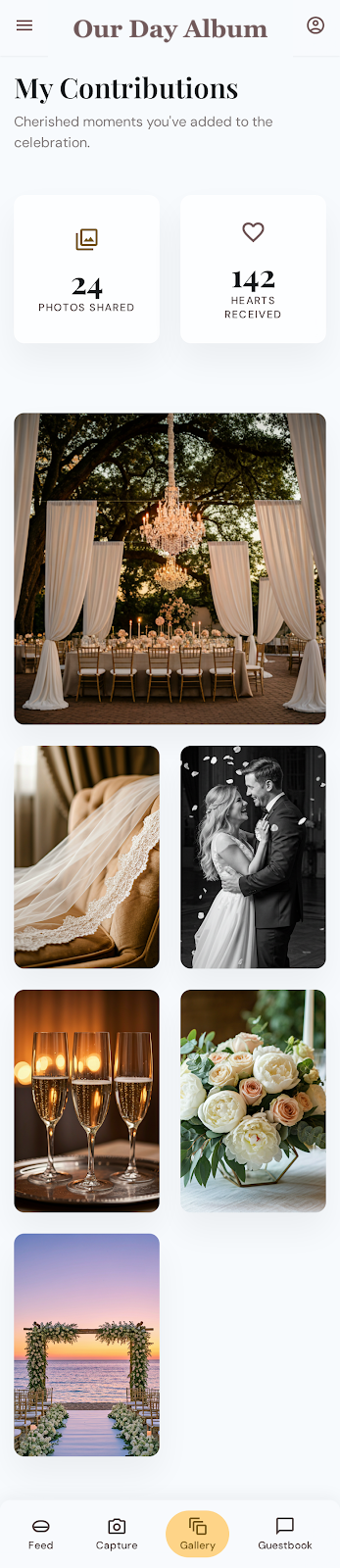 Sample guest contribution gallery for an Our Day Album wedding